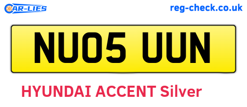 NU05UUN are the vehicle registration plates.