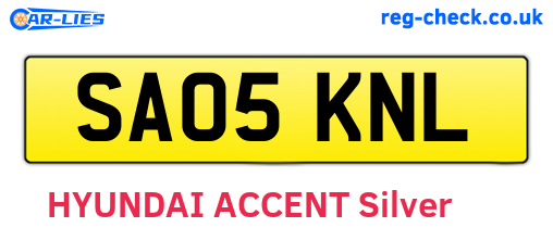 SA05KNL are the vehicle registration plates.