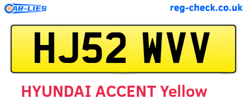 HJ52WVV are the vehicle registration plates.