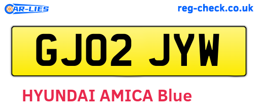 GJ02JYW are the vehicle registration plates.