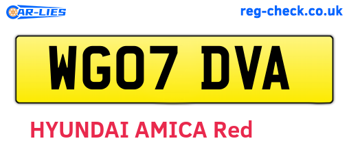 WG07DVA are the vehicle registration plates.