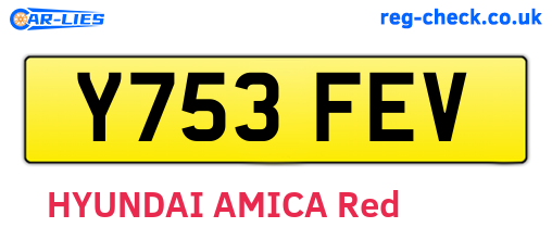 Y753FEV are the vehicle registration plates.
