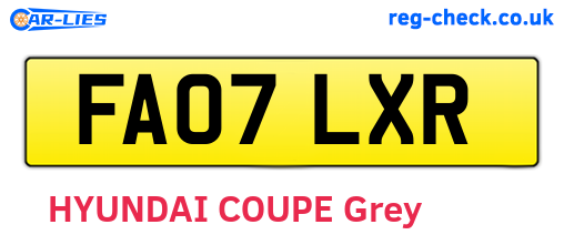 FA07LXR are the vehicle registration plates.