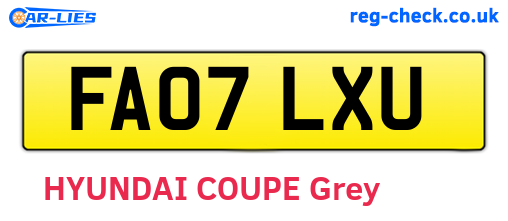 FA07LXU are the vehicle registration plates.