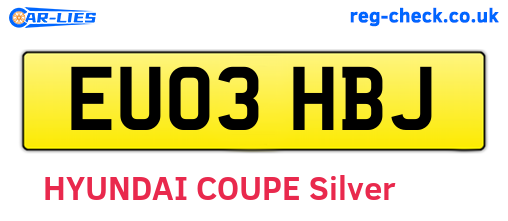 EU03HBJ are the vehicle registration plates.
