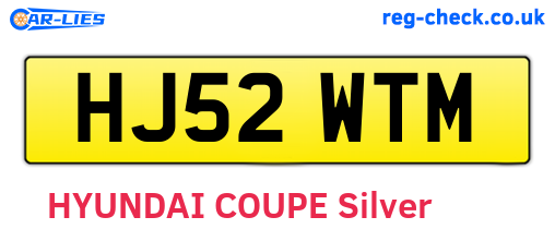 HJ52WTM are the vehicle registration plates.