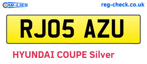 RJ05AZU are the vehicle registration plates.