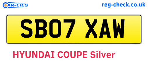 SB07XAW are the vehicle registration plates.