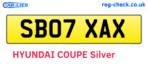 SB07XAX are the vehicle registration plates.