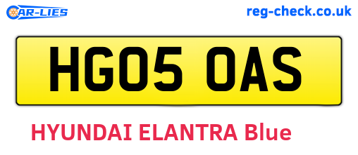 HG05OAS are the vehicle registration plates.