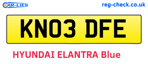 KN03DFE are the vehicle registration plates.
