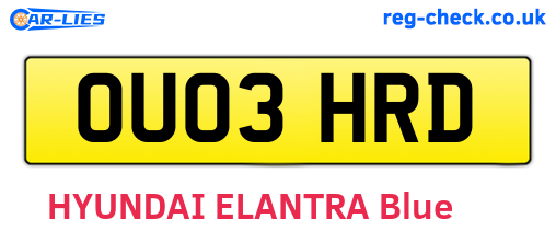 OU03HRD are the vehicle registration plates.