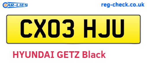 CX03HJU are the vehicle registration plates.