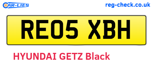 RE05XBH are the vehicle registration plates.