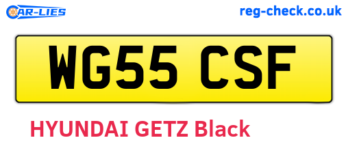 WG55CSF are the vehicle registration plates.