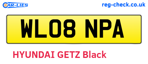 WL08NPA are the vehicle registration plates.