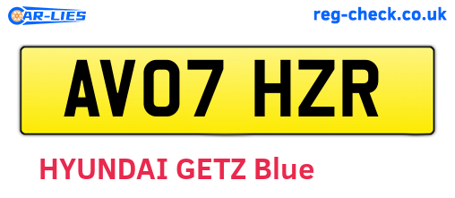 AV07HZR are the vehicle registration plates.