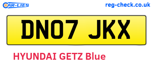 DN07JKX are the vehicle registration plates.
