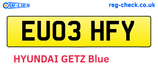 EU03HFY are the vehicle registration plates.