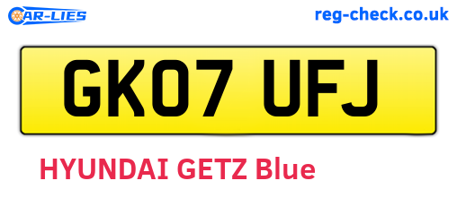GK07UFJ are the vehicle registration plates.