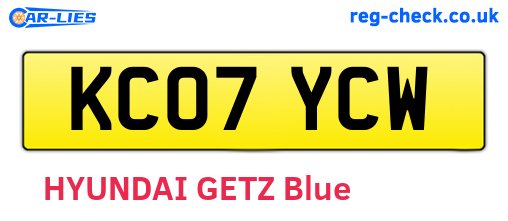 KC07YCW are the vehicle registration plates.