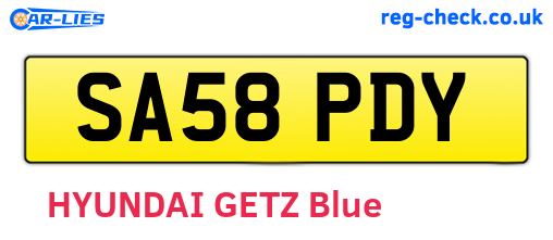 SA58PDY are the vehicle registration plates.