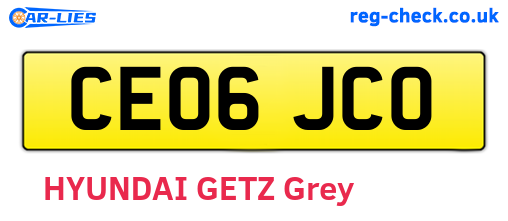 CE06JCO are the vehicle registration plates.