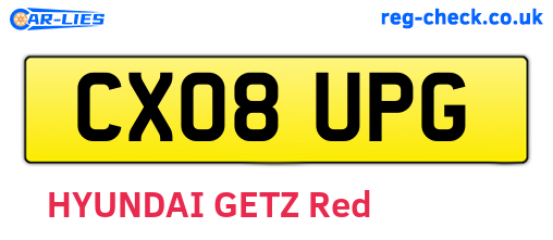 CX08UPG are the vehicle registration plates.
