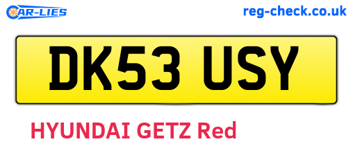 DK53USY are the vehicle registration plates.
