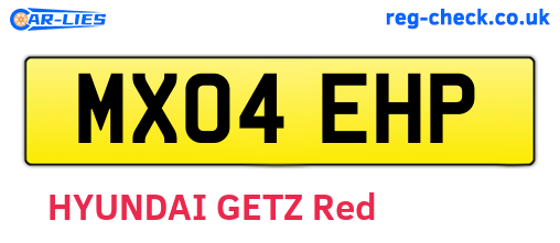 MX04EHP are the vehicle registration plates.