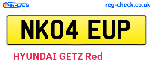 NK04EUP are the vehicle registration plates.
