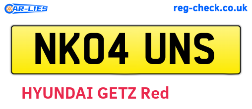 NK04UNS are the vehicle registration plates.