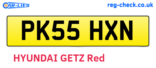 PK55HXN are the vehicle registration plates.