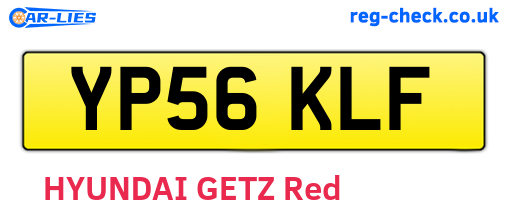 YP56KLF are the vehicle registration plates.