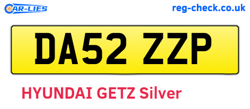 DA52ZZP are the vehicle registration plates.