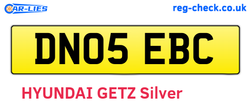 DN05EBC are the vehicle registration plates.