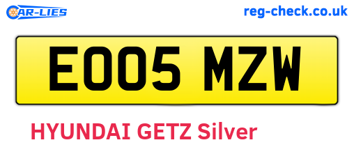 EO05MZW are the vehicle registration plates.