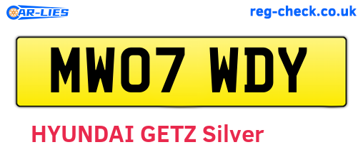 MW07WDY are the vehicle registration plates.