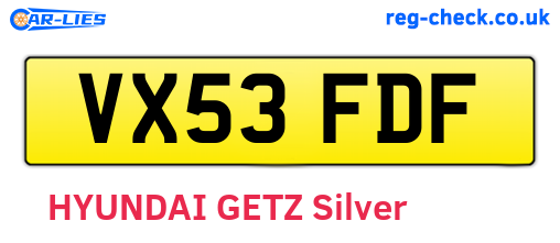 VX53FDF are the vehicle registration plates.