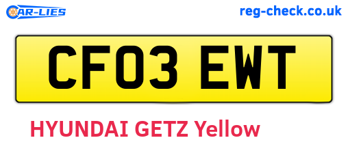 CF03EWT are the vehicle registration plates.