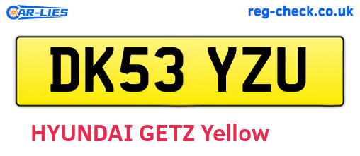 DK53YZU are the vehicle registration plates.