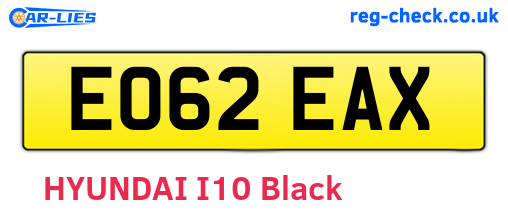 EO62EAX are the vehicle registration plates.
