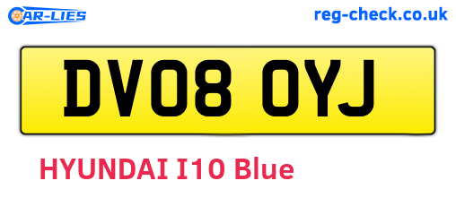 DV08OYJ are the vehicle registration plates.