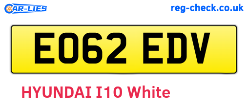 EO62EDV are the vehicle registration plates.