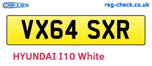 VX64SXR are the vehicle registration plates.