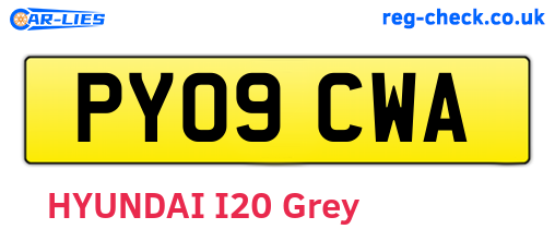 PY09CWA are the vehicle registration plates.