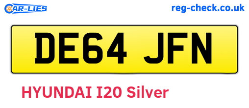DE64JFN are the vehicle registration plates.