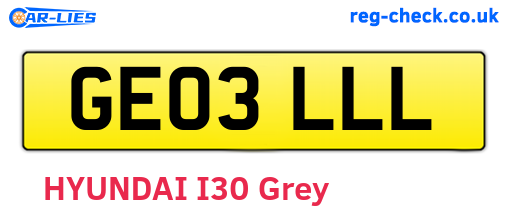 GE03LLL are the vehicle registration plates.