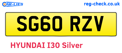 SG60RZV are the vehicle registration plates.