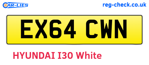 EX64CWN are the vehicle registration plates.